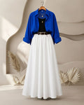 SUMMER TRIO PACK ( ROYAL BLUE BUTTON DOWN SHIRT WITH BLACK INNER AND WHITE MAXI SKIRT )