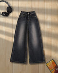 MALAYSIAN BLACK FADED WIDE LEG BAGGY JEANS