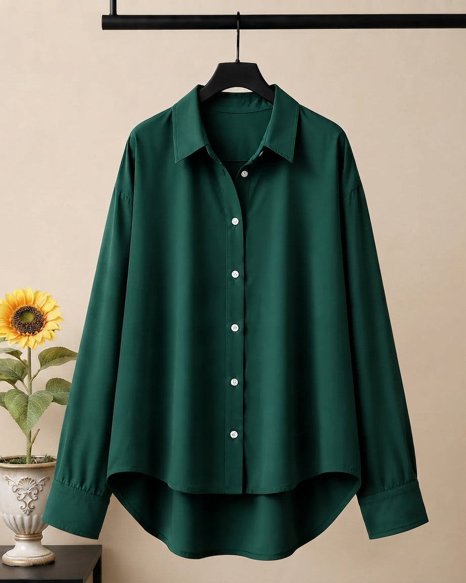 BOTTLE GREEN BUTTON DOWN SHIRT