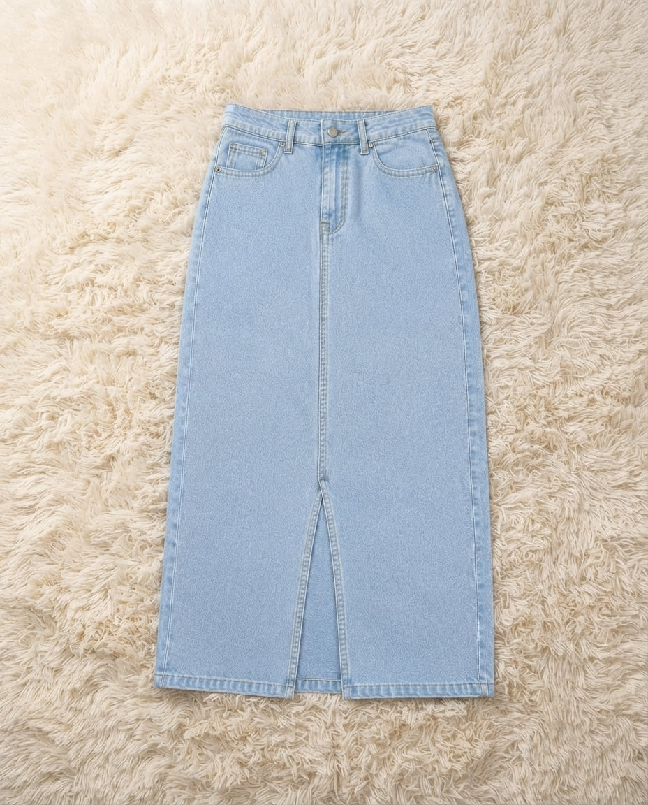 ICE BLUE DENIM SKIRT