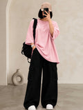 DUO PACK ( BABY PINK BAGGY TEE WITH BLACK CARGO WIDE LEG JEANS )