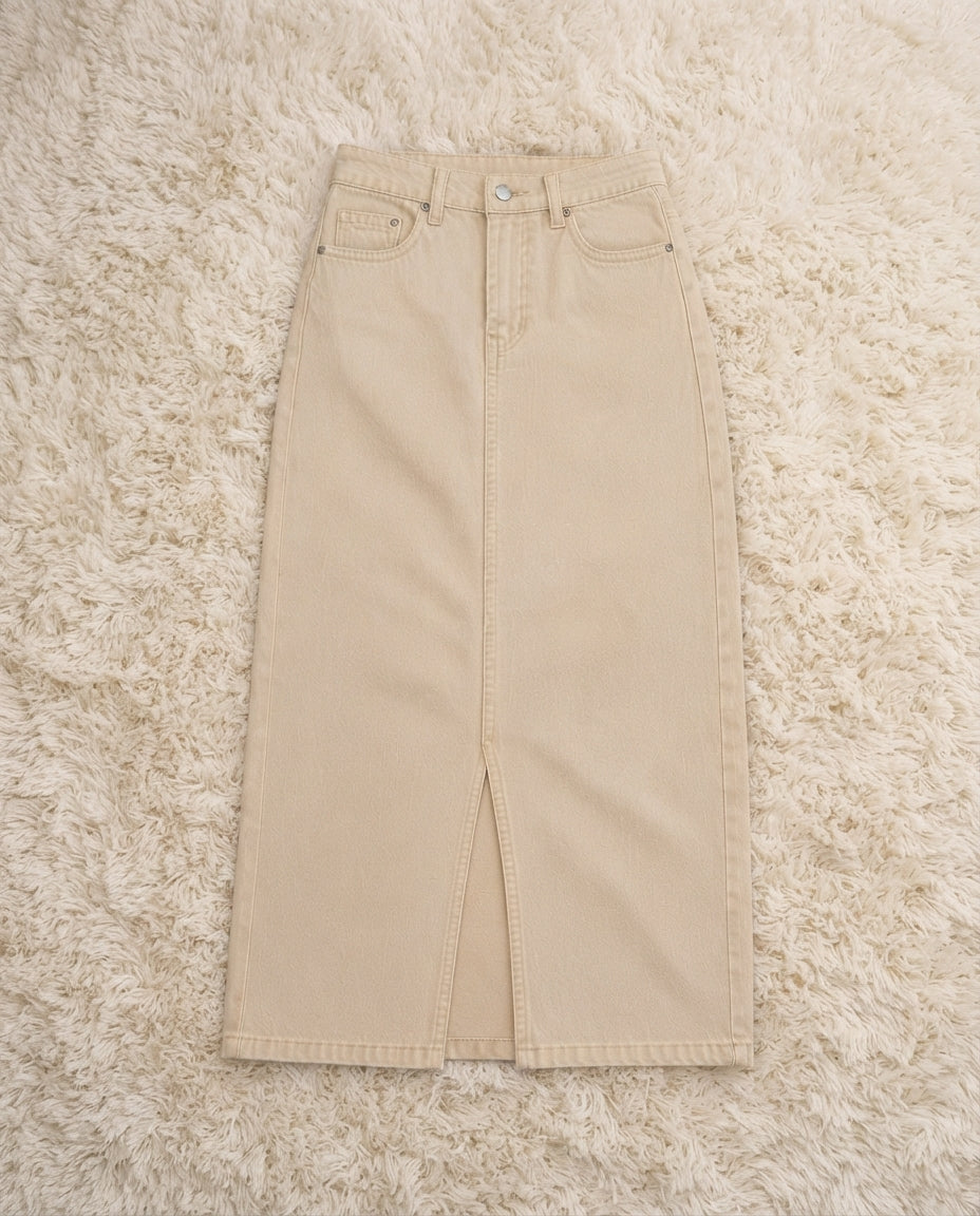 BEIGE DENIM SKIRT
