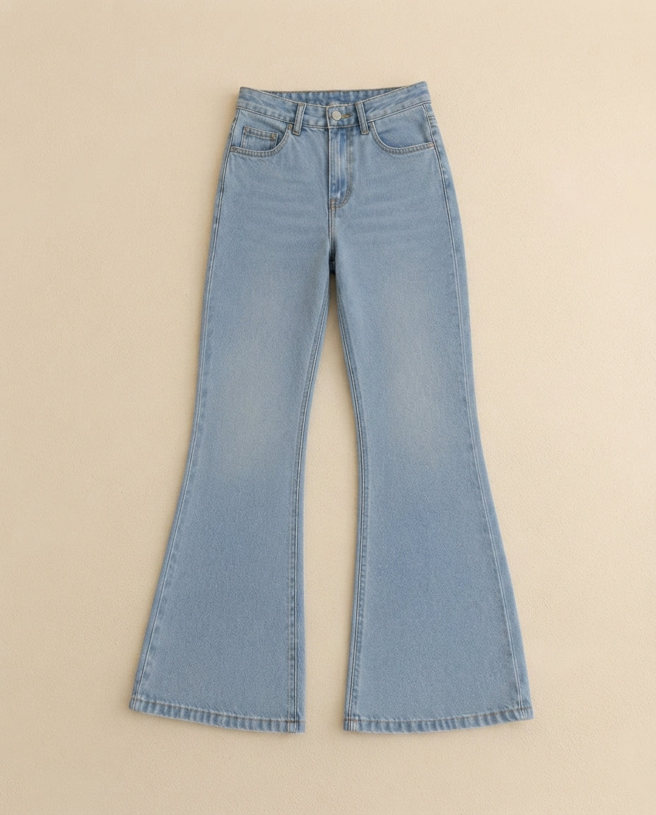 MID BLUE BELL BOTTOM JEANS