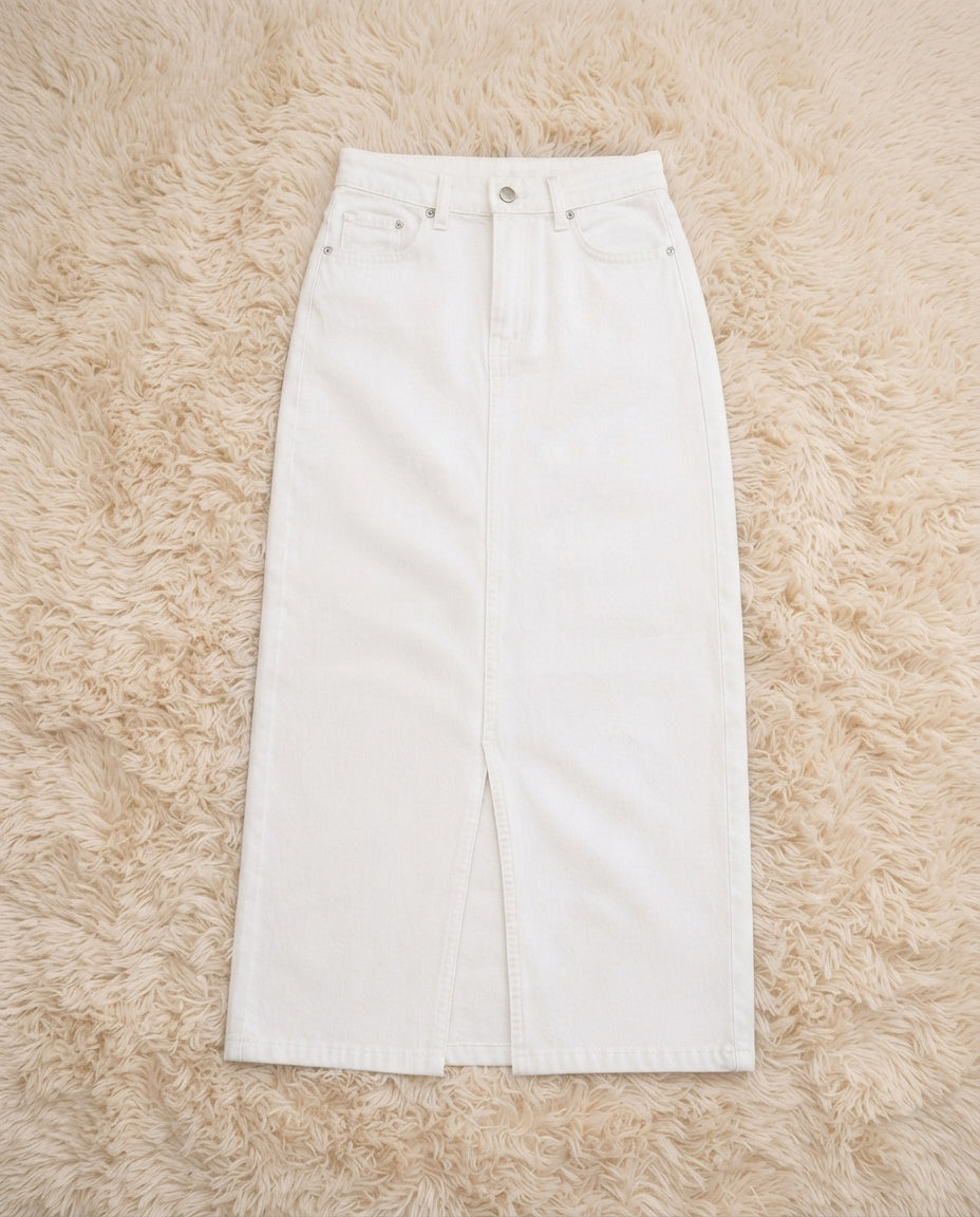 WHITE DENIM SKIRT