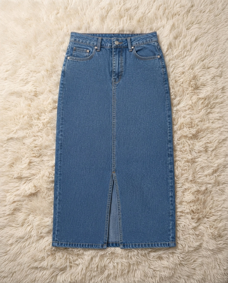 MID BLUE DENIM SKIRT