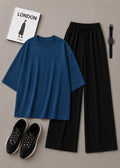 DUO PACK ( PETROLEUM BLUE BAGGY TEE WITH BLACK FLAPPER TROUSER)