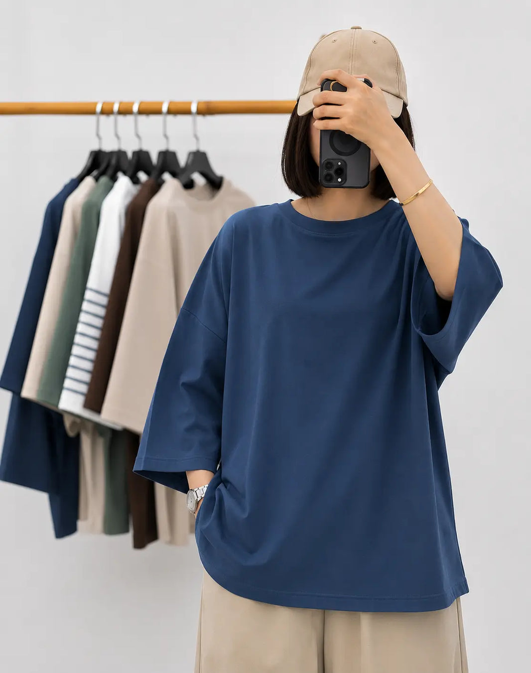 PETROLEUM BLUE BAGGY DROP SHOULDER TEE