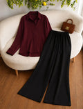 DUO PACK (MAROON BUTTON DOWN SHIRT WITH BLACK FLAPPER TROUSER )