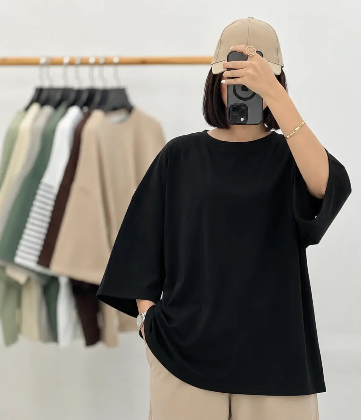 BLACK BAGGY DROP SHOULDER TEE