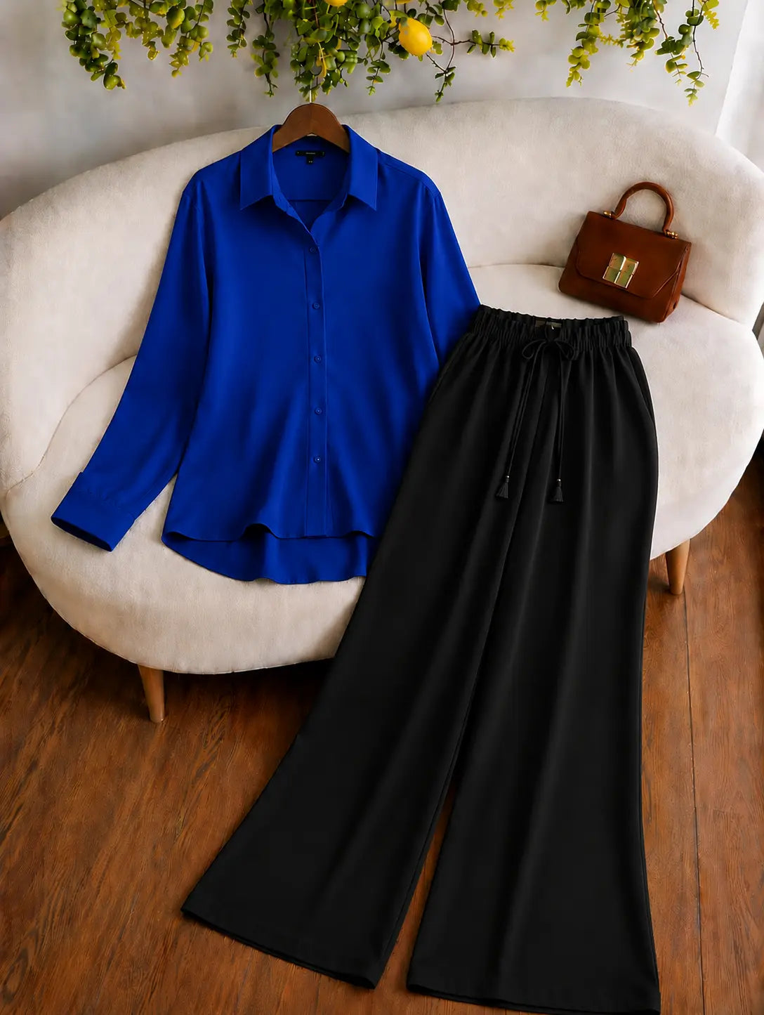 DUO PACK ( ROYAL BLUE BUTTON DOWN SHIRT WITH BLACK FLAPPER TROUSER )