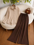 DUO PACK ( BEIGE BUTTON DOWN SHIRT WITH DARK BROWN FLAPPER TROUSER )
