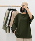BOTTLE GREEN BAGGY DROP SHOULDER TEE