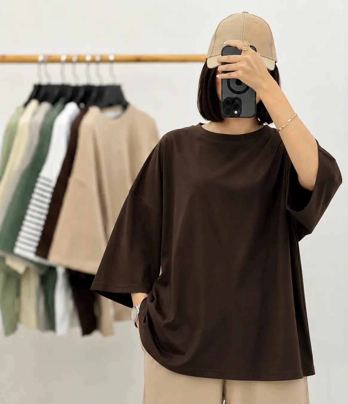 DARK BROWN BAGGY DROP SHOULDER TEE